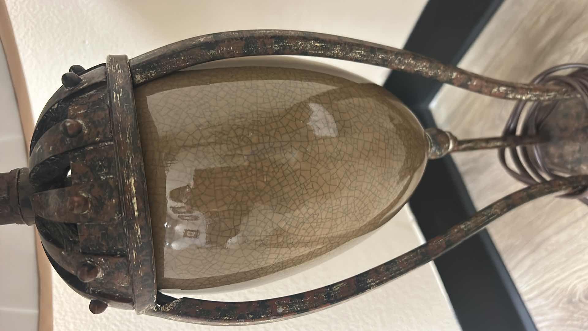 Photo 1 of METAL AND CERAMIC LAMP WITH FAUX SUEDE SHADE H34”