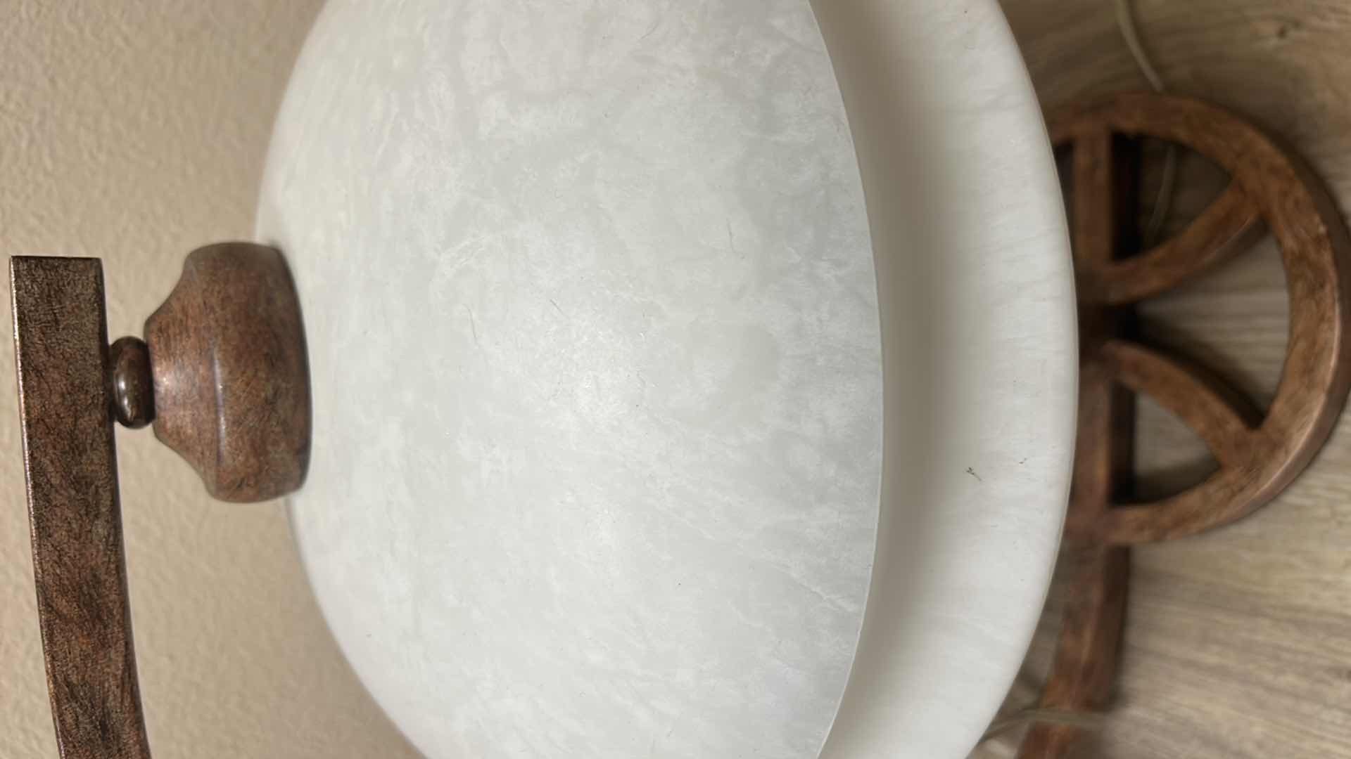 Photo 1 of METAL LAMP WITH GLASS SHADE 18” x 18”