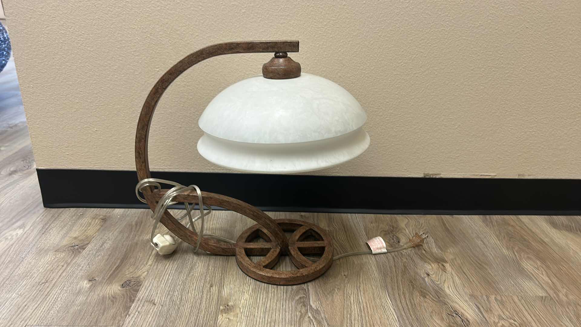 Photo 1 of METAL LAMP WITH GLASS SHADE 18” x 18”