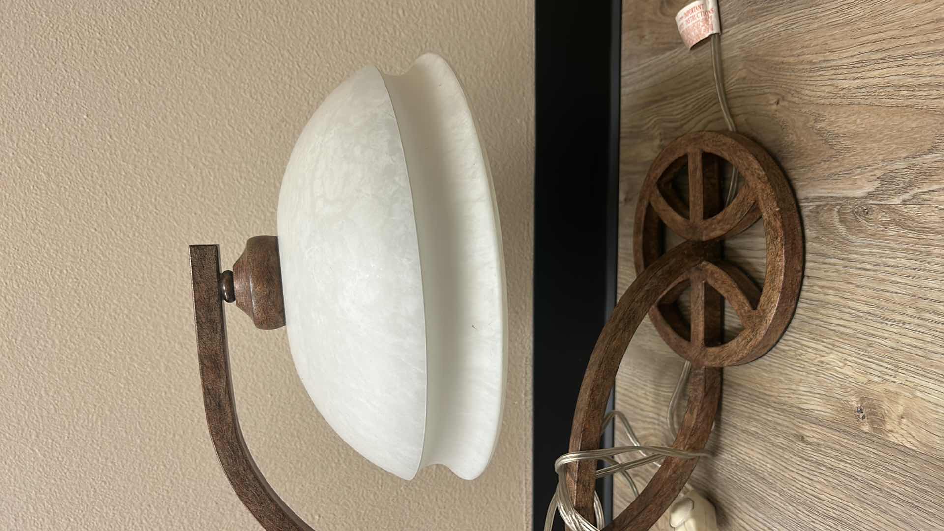 Photo 1 of METAL LAMP WITH GLASS SHADE 18” x 18”