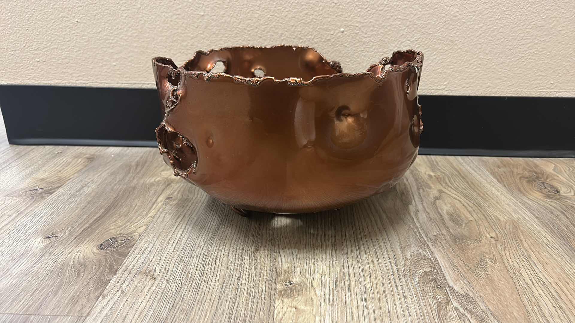 Photo 1 of ABSTRACT SCULPTURED COPPER BOWL 12” x 7.5”