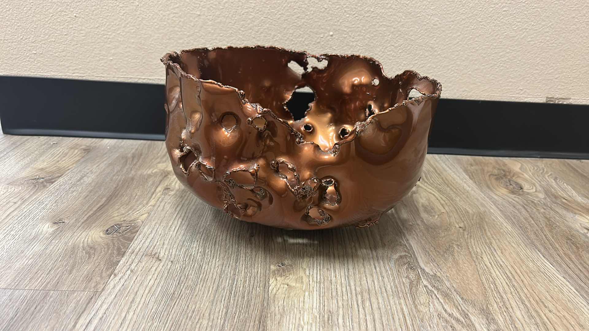 Photo 1 of ABSTRACT SCULPTURED COPPER BOWL 12” x 7.5”