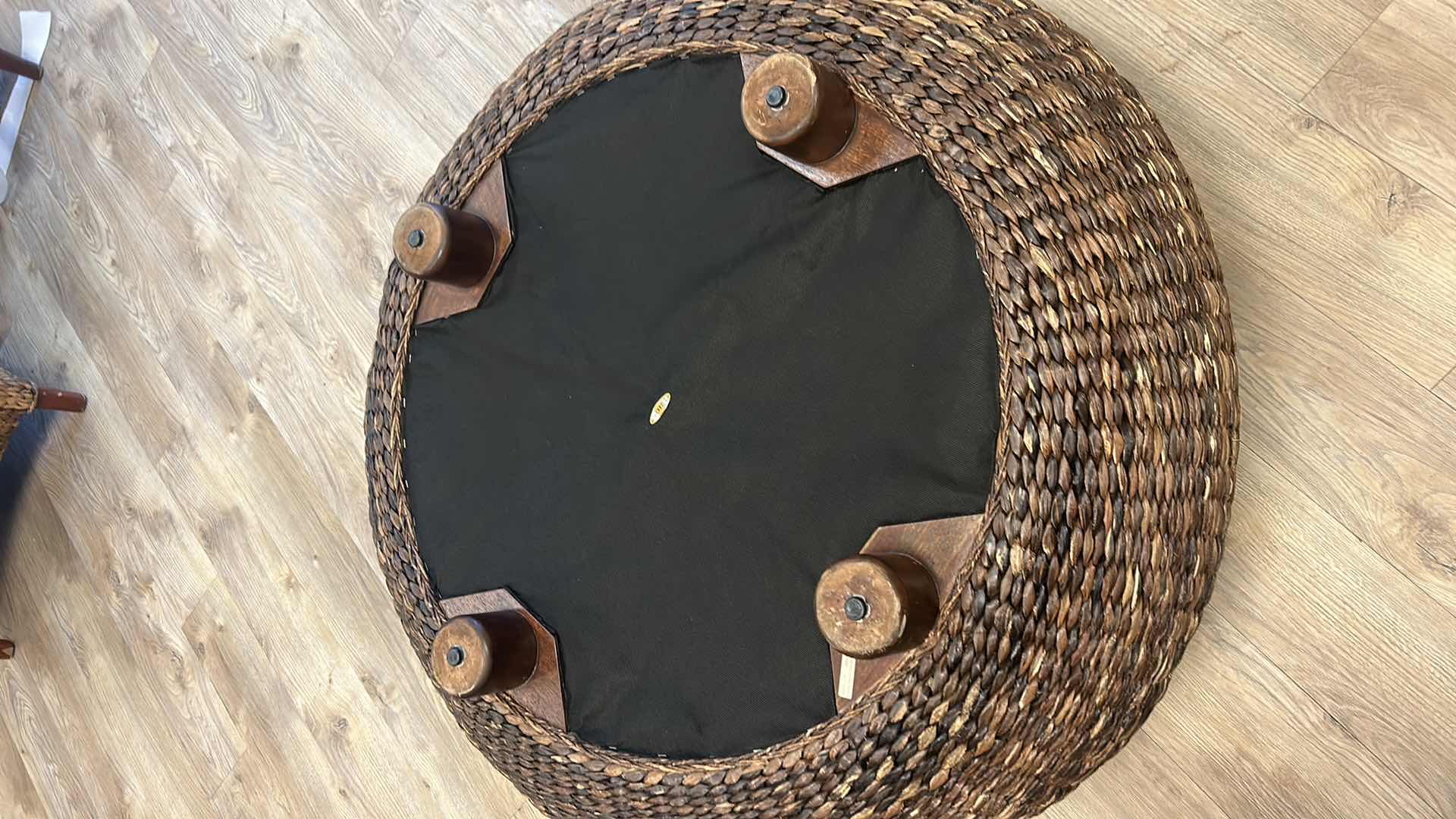 Photo 5 of PALECEK ROUND WOOD AND RATTAN COFFEE TABLE 42” x 19”