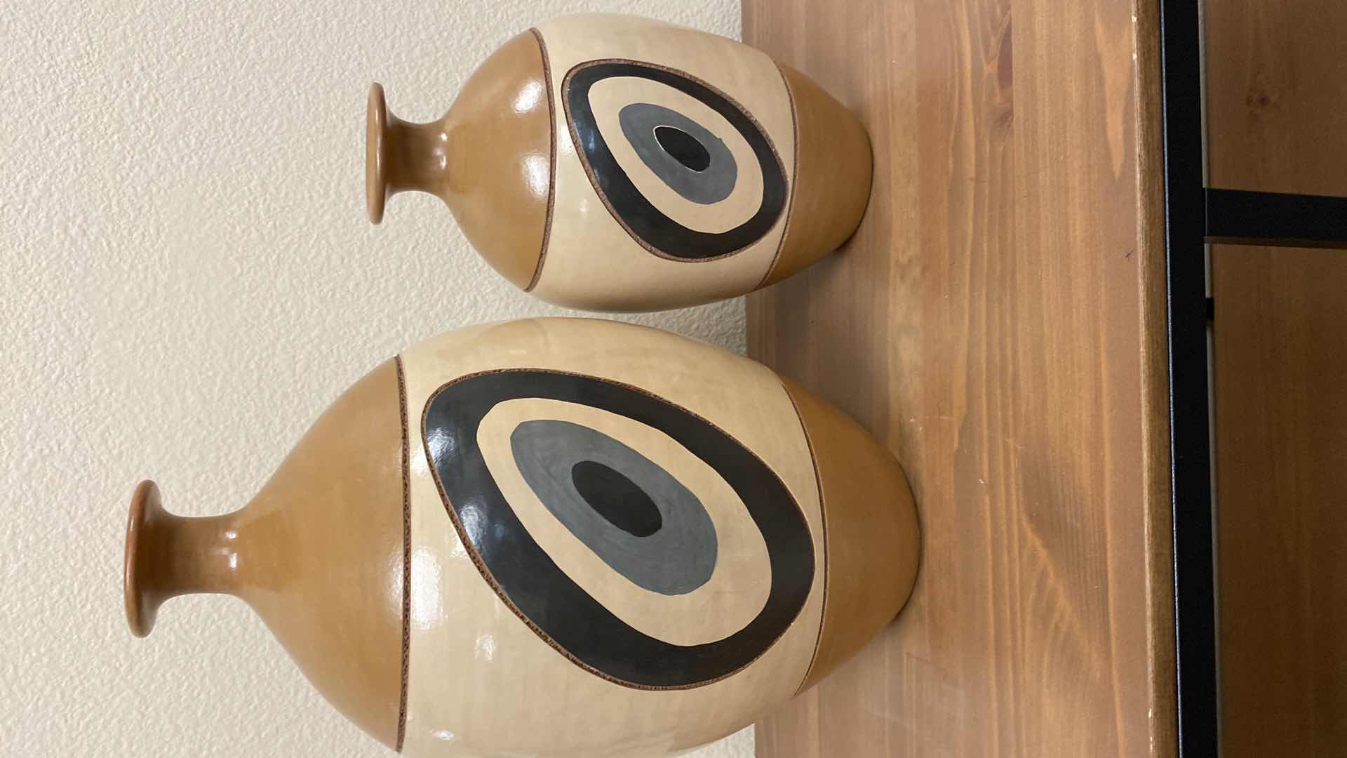 Photo 1 of PAIR OF POTTERY VASES MADE IN NICARAGUA TALLEST 24”