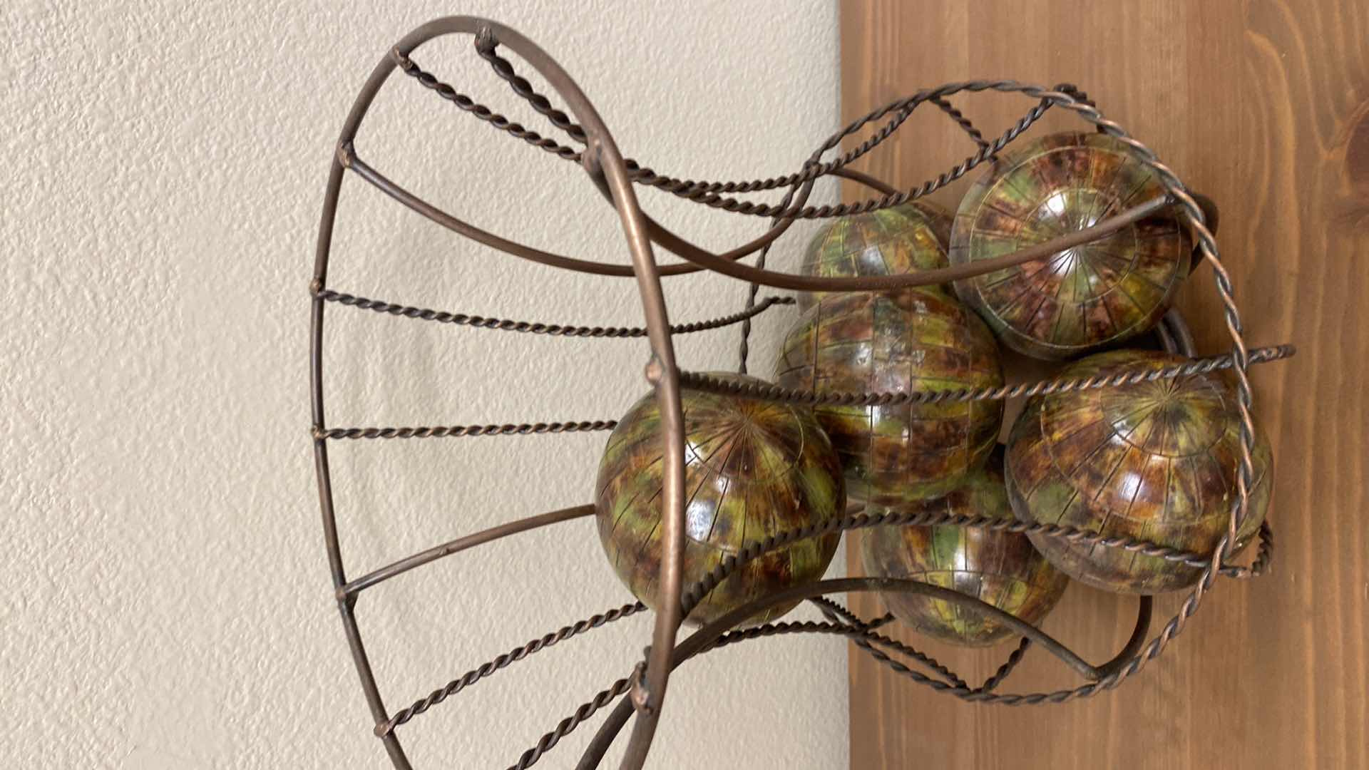 Photo 1 of METAL VASE WITH WOOD BALLS H13”