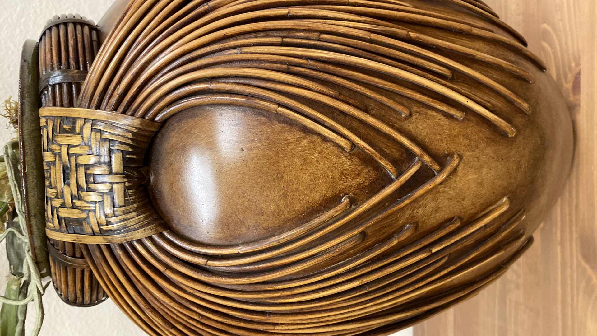 Photo 1 of PALECEK WOOD VASE WITH CERAMIC INSET FOR FAUX PLANT H23”