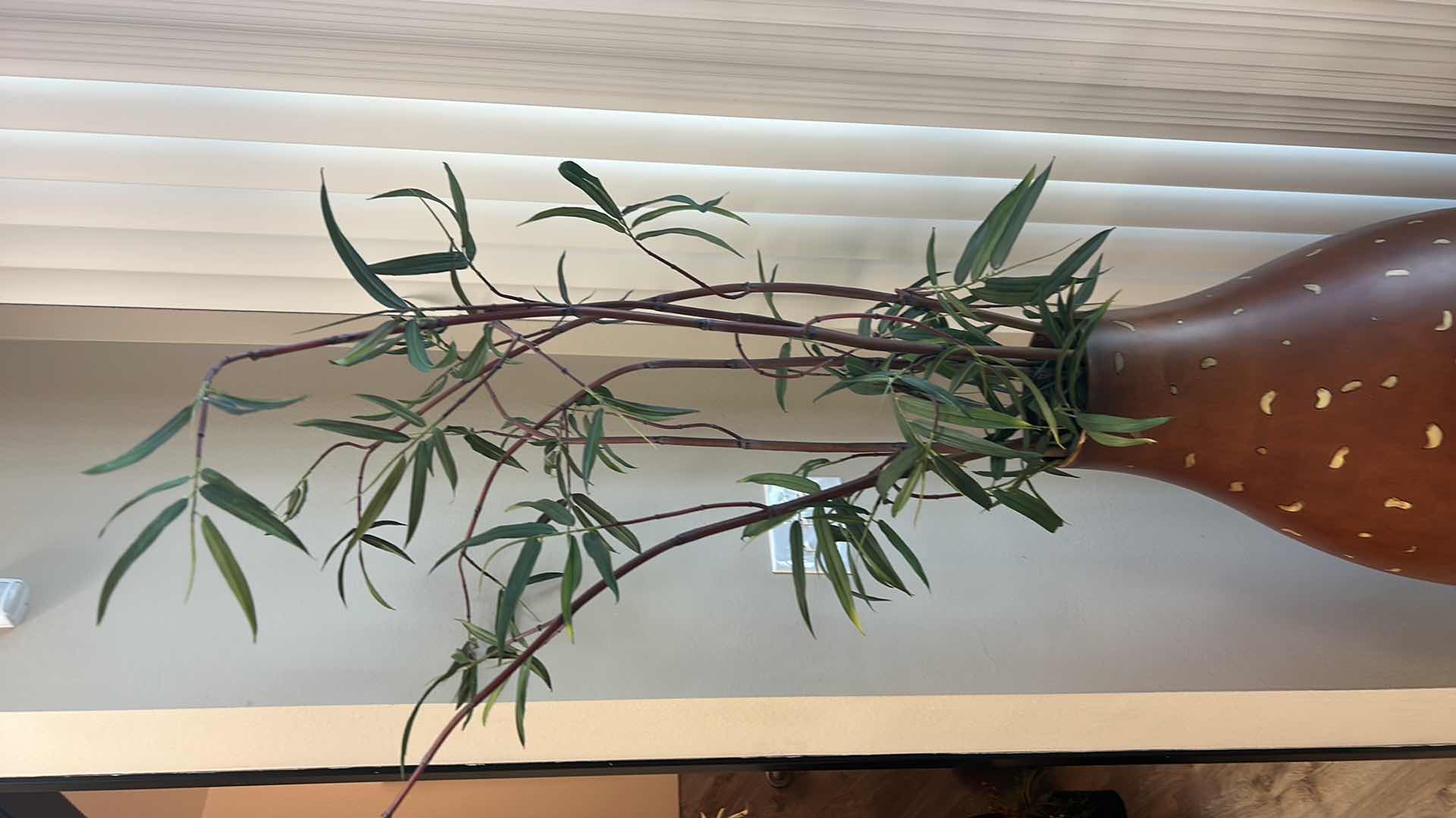 Photo 1 of TALL CERAMIC VASE WITH FAUX GREENERY ( HEIGHT WITHOUT GREENERY 3’4”)