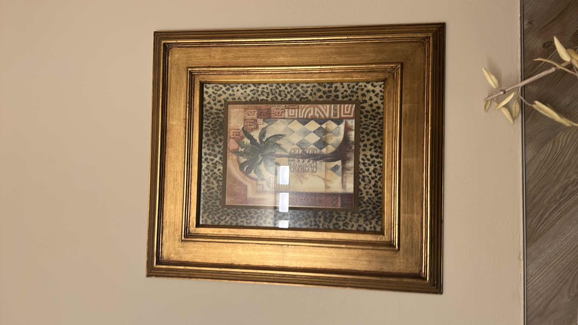 View 2 of WOOD FRAMED AGED GOLD “PALM TREE” BY TOMMY BAHAMA ARTWORK 27” x 31”