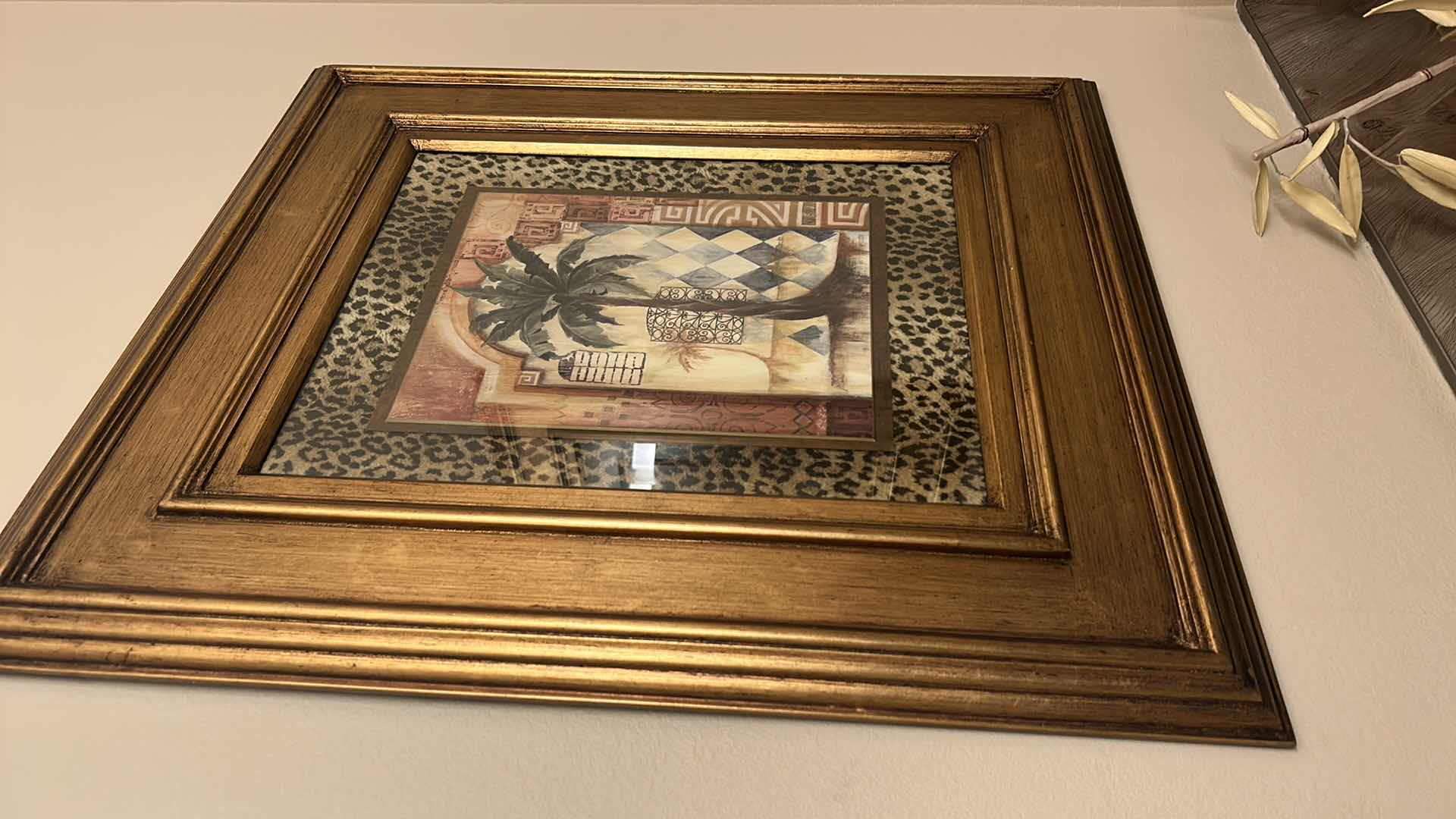 View 4 of WOOD FRAMED AGED GOLD “PALM TREE” BY TOMMY BAHAMA ARTWORK 27” x 31”