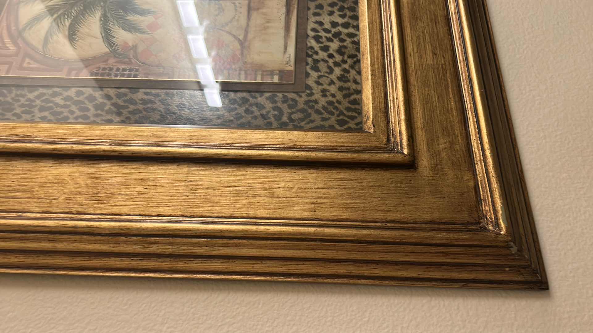 Photo 1 of WOOD FRAMED AGED GOLD “PALM TREE” BY TOMMY BAHAMA ARTWORK 27” x 31”