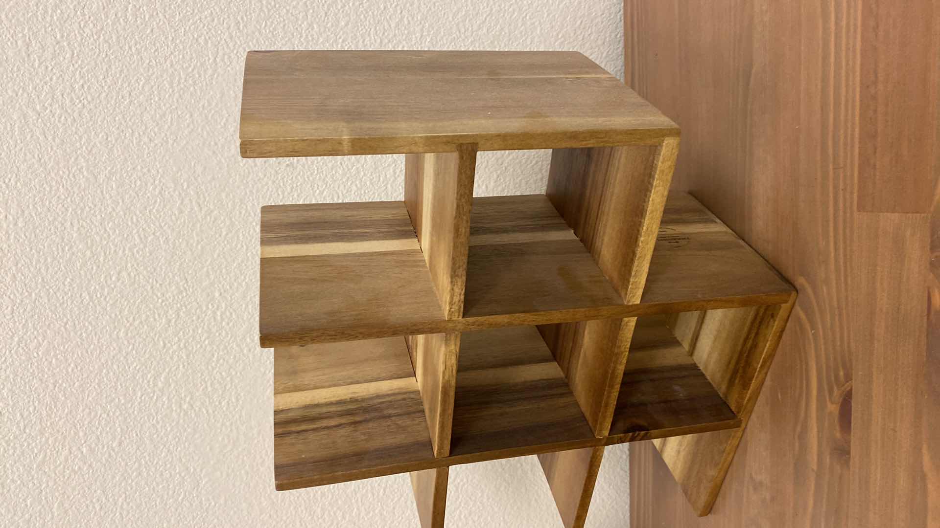 Photo 1 of CERAMIC VASE H 13” AND WOOD SCULPTURE/WINE RACK