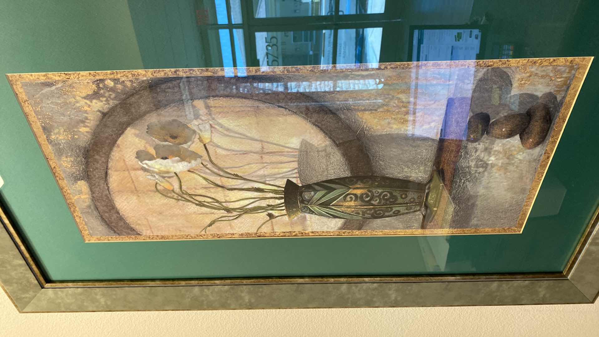 Photo 1 of OLIVE GREEN FRAMED TOMMY BAHAMA “TROPICAL VASE” ARTWORK 25” X 41”