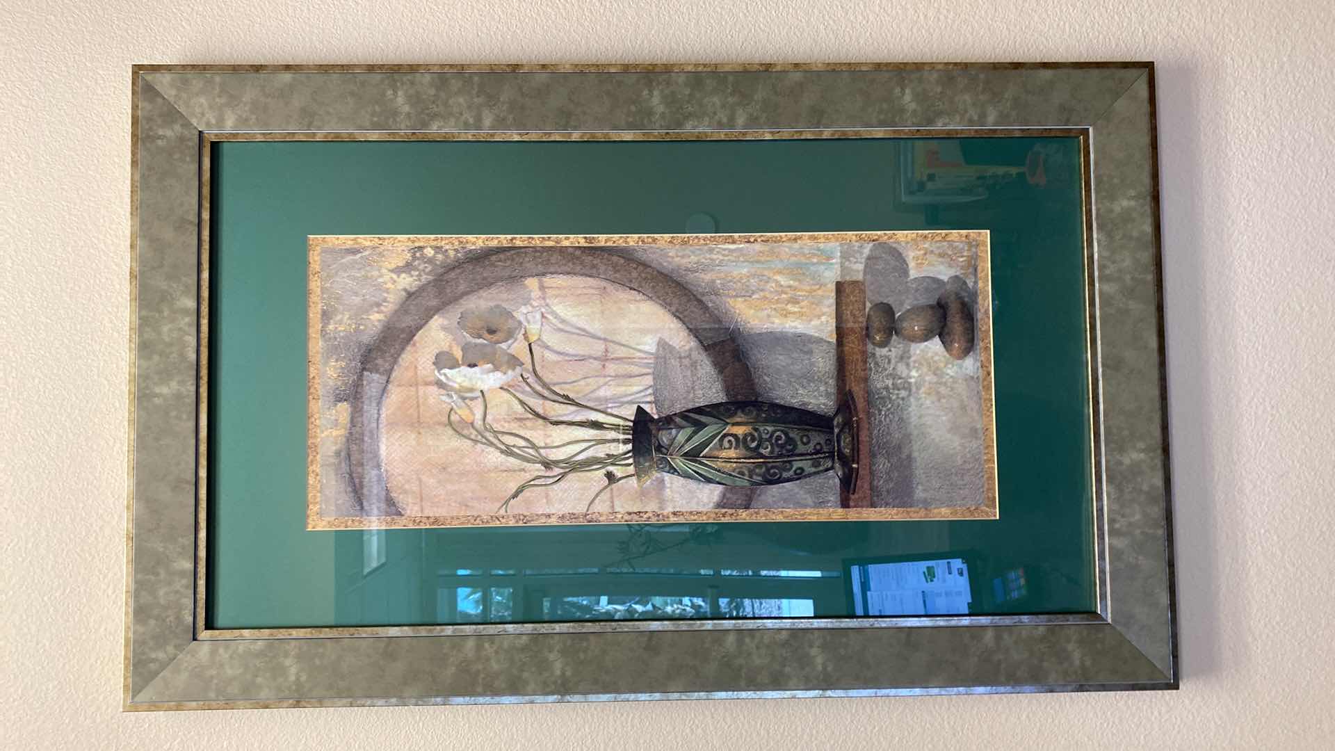 Photo 1 of OLIVE GREEN FRAMED TOMMY BAHAMA “TROPICAL VASE” ARTWORK 25” X 41”