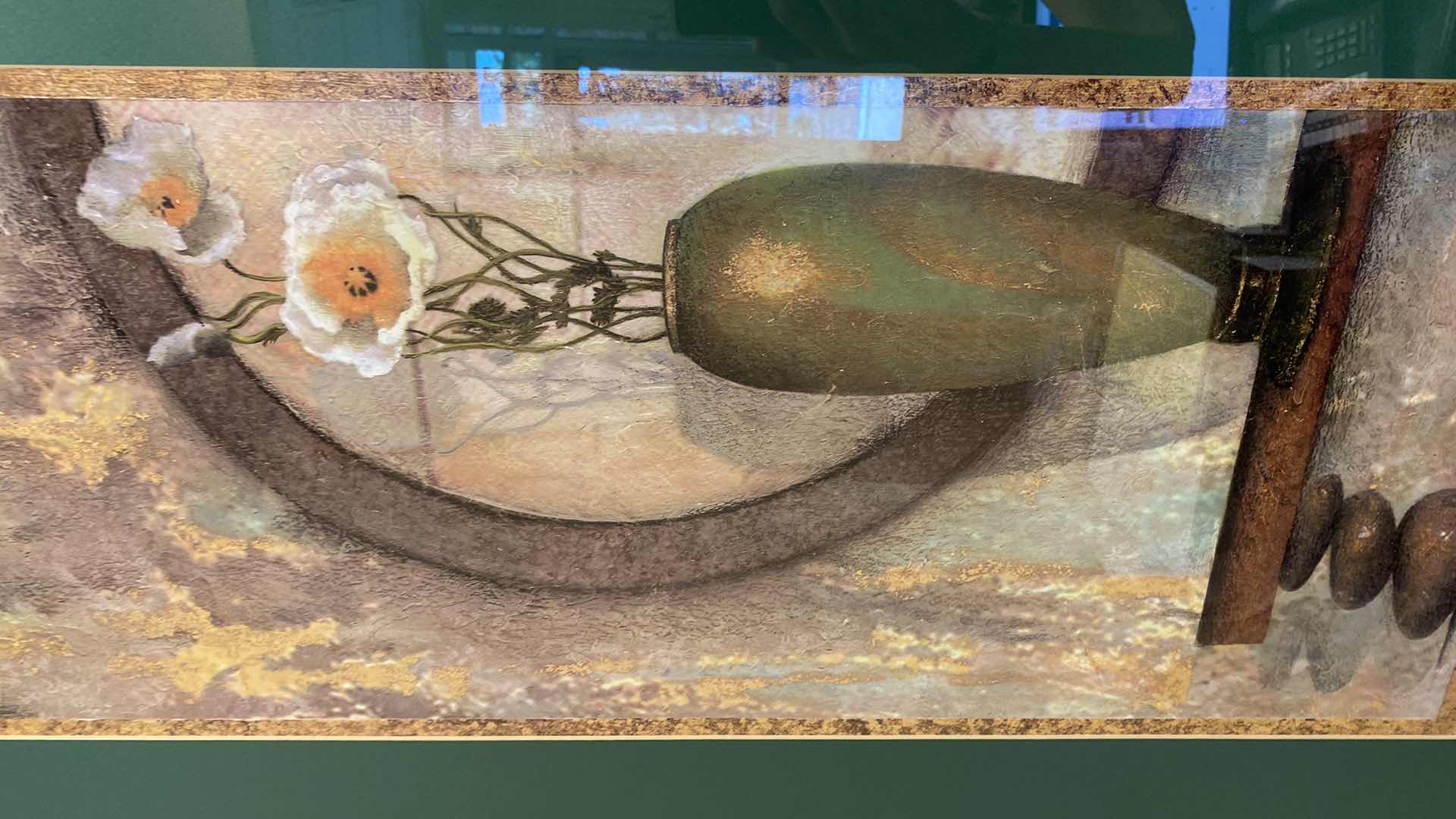 Photo 1 of OLIVE GREEN FRAMED TOMMY BAHAMA “TROPICAL VASE” ARTWORK 25” X 41”