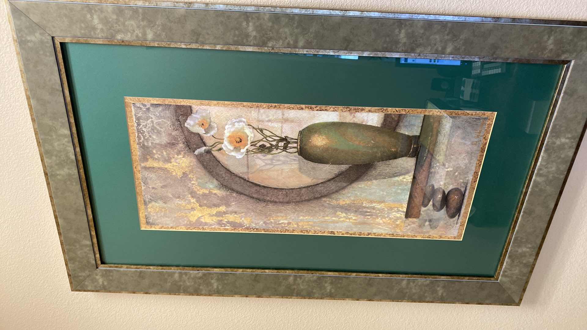 Photo 1 of OLIVE GREEN FRAMED TOMMY BAHAMA “TROPICAL VASE” ARTWORK 25” X 41”