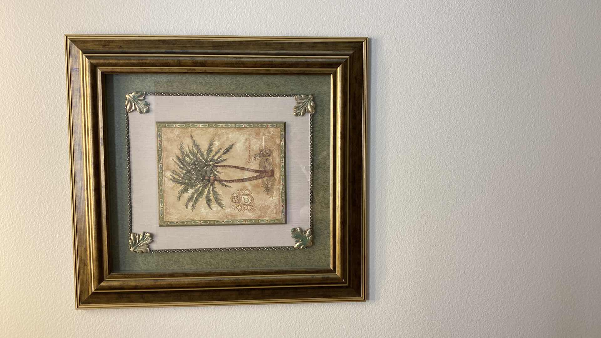 Photo 1 of WOOD FRAMED TOMMY BAHAMAS “TROPICAL PALM TREES” ARTWORK 23” X 25”