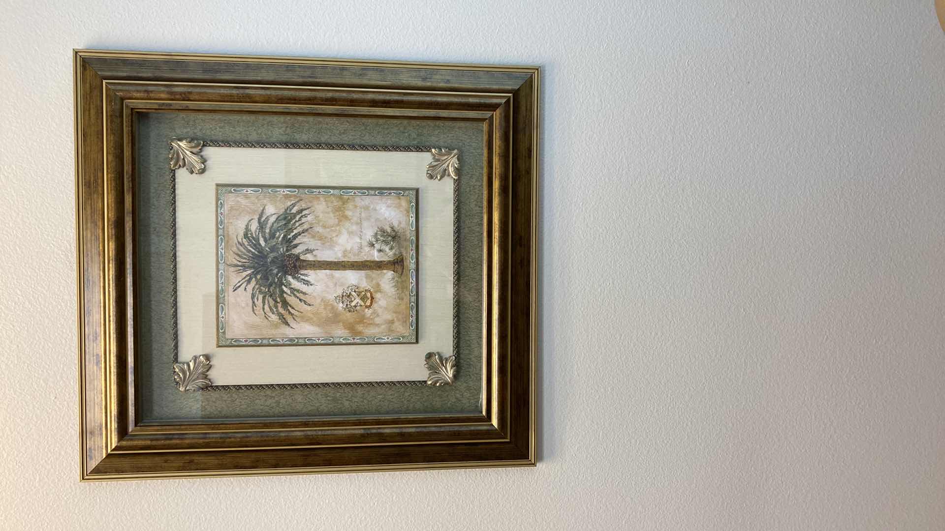 Photo 1 of WOOD FRAMED TOMMY BAHAMAS “TROPICAL PALM TREES” ARTWORK 23” X 25”