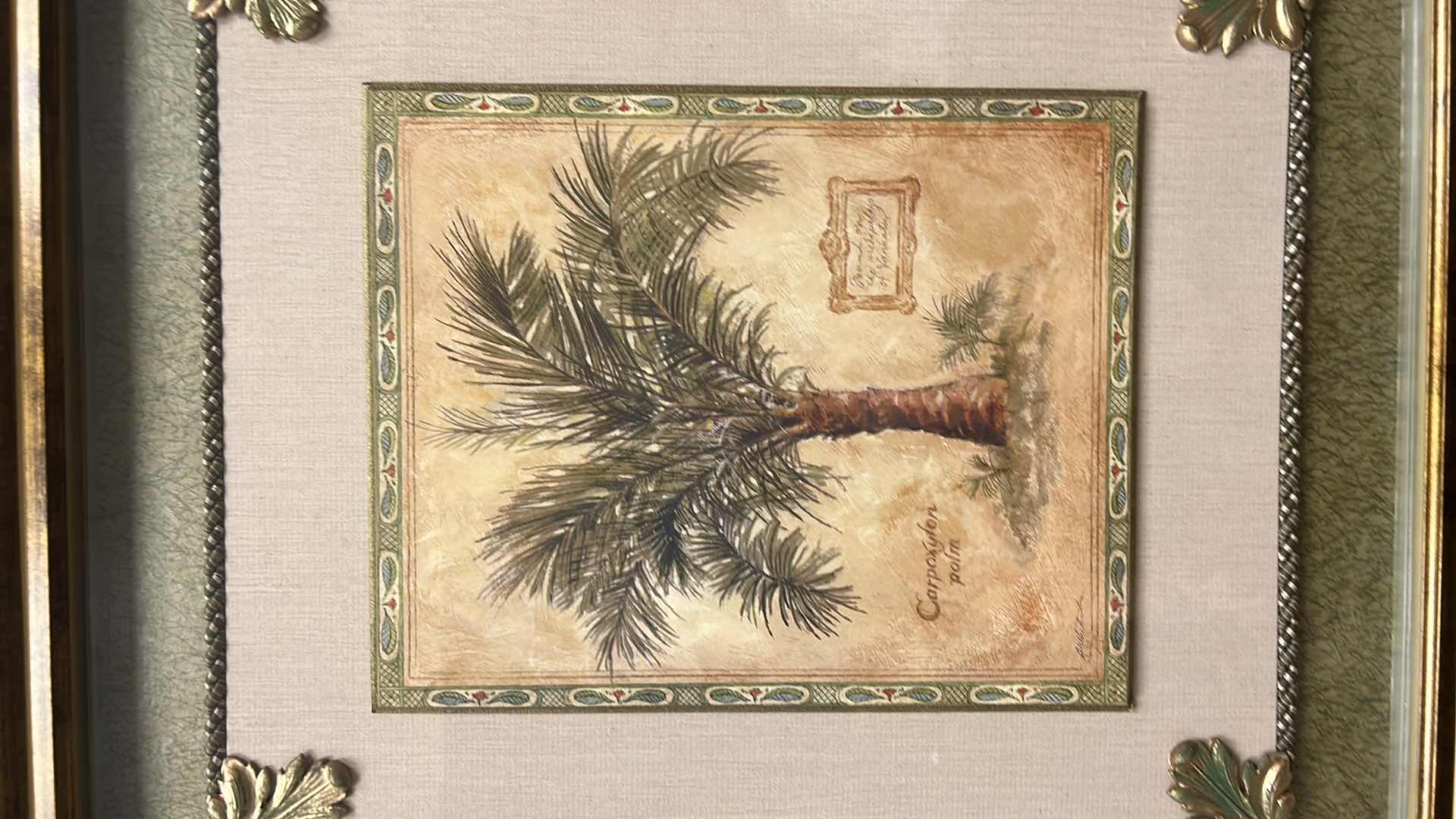 Photo 3 of GOLD TONED FRAMED DIMENSIONAL SHADOW BOX "PALM TREE" ARTWORK 23” x 25”