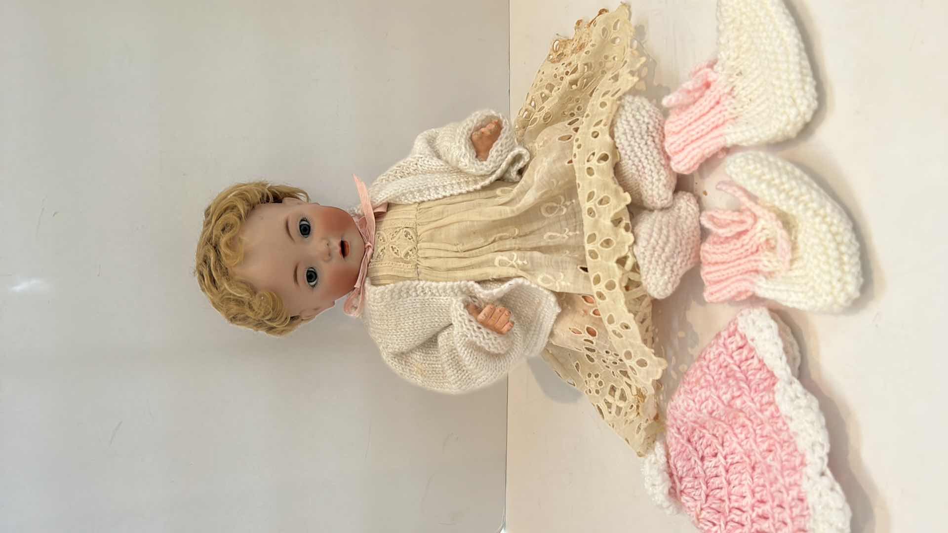 Photo 1 of ANTIQUE PORCELAIN BABY DOLL NUMBERED BY SIMON AND HALBIG 16”