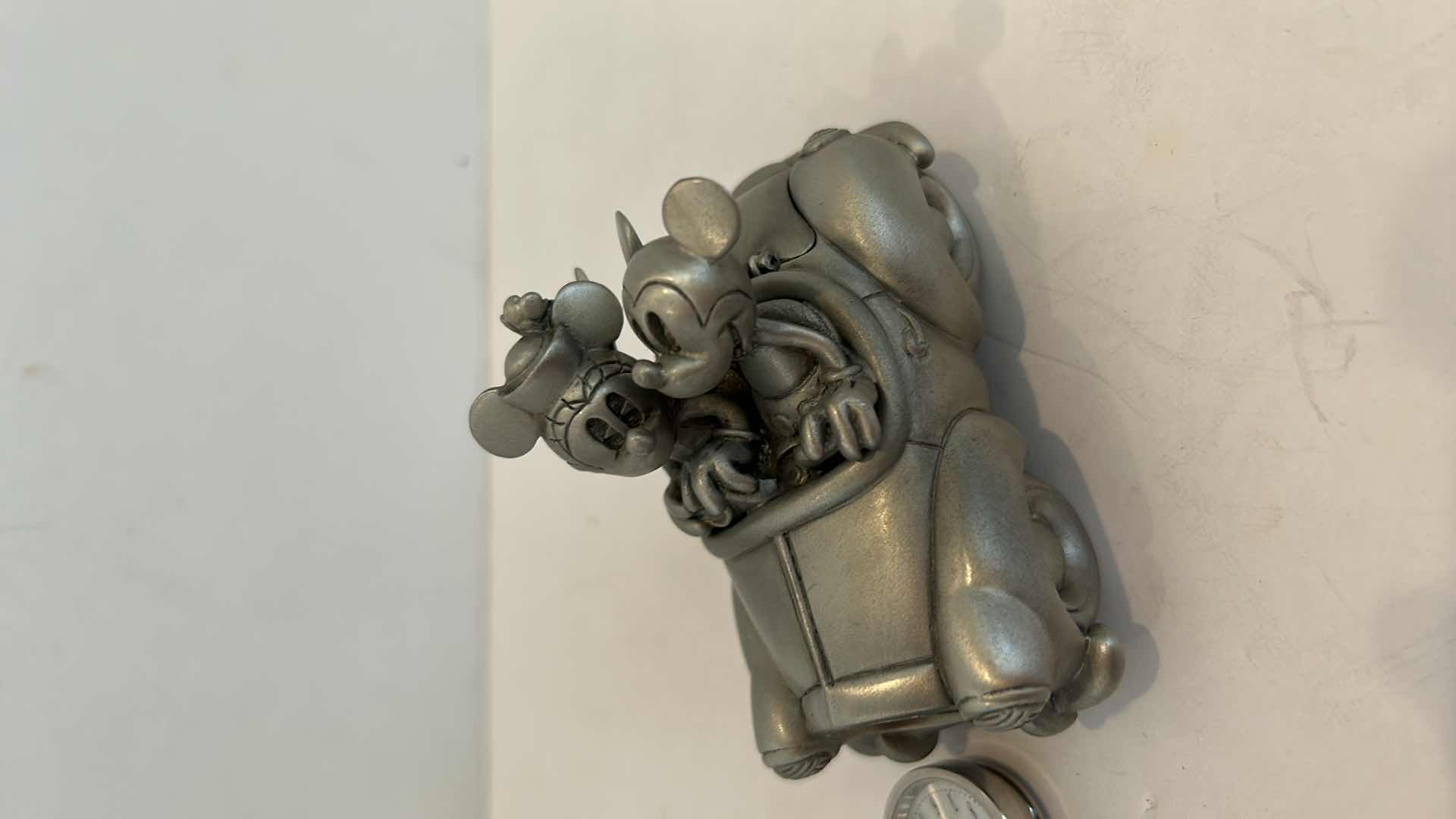 Photo 1 of DISNEY RAMBLING MICKEY AND MINNY MOUSE LINDEN PEWTER CAR CLOCK 