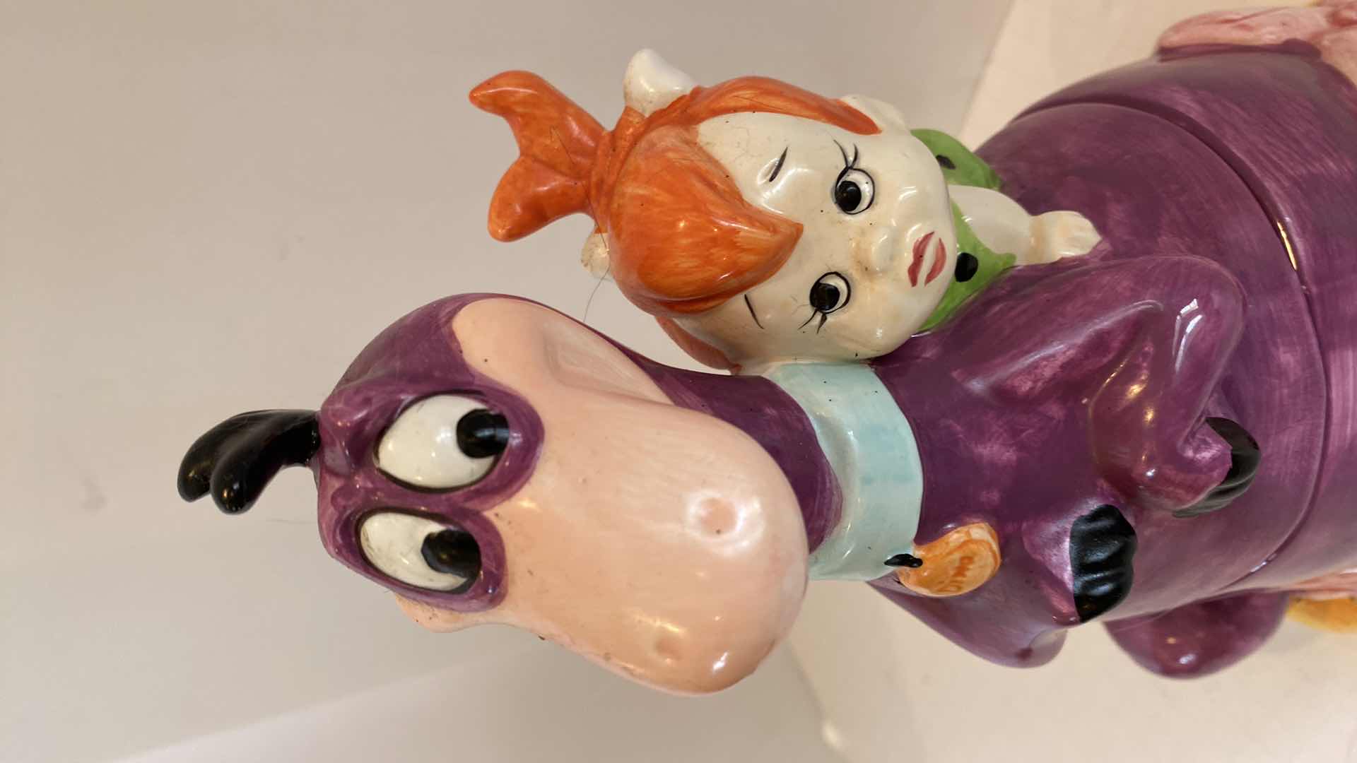 Photo 1 of VINTAGE HANNA BARBERA DINO AND PEBBLES COOKIE JAR 13”