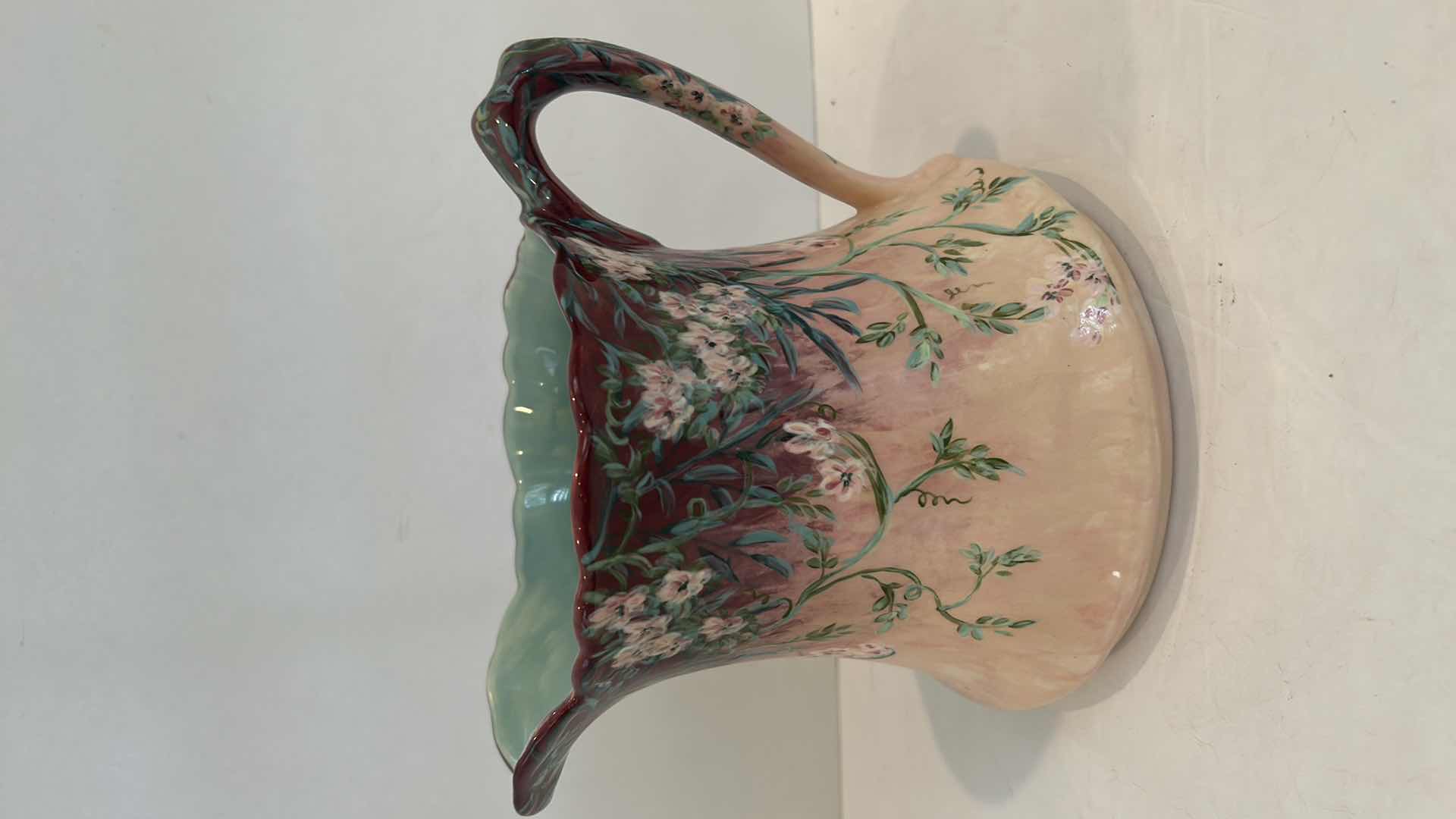 Photo 1 of HAND PAINTED SIGNED DATED PORCELAIN PITCHER H7”
