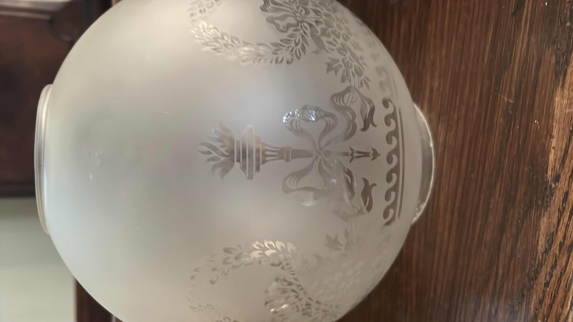 Photo 1 of ETCHED GLASS GLOBLE FOR LAMP 9” x 9”