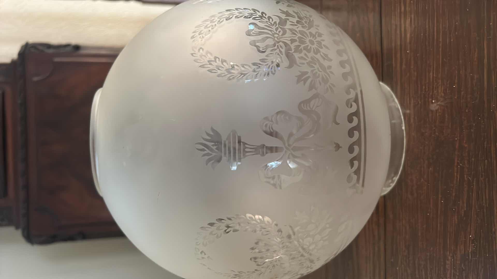 Photo 1 of ETCHED GLASS GLOBLE FOR LAMP 9” x 9”