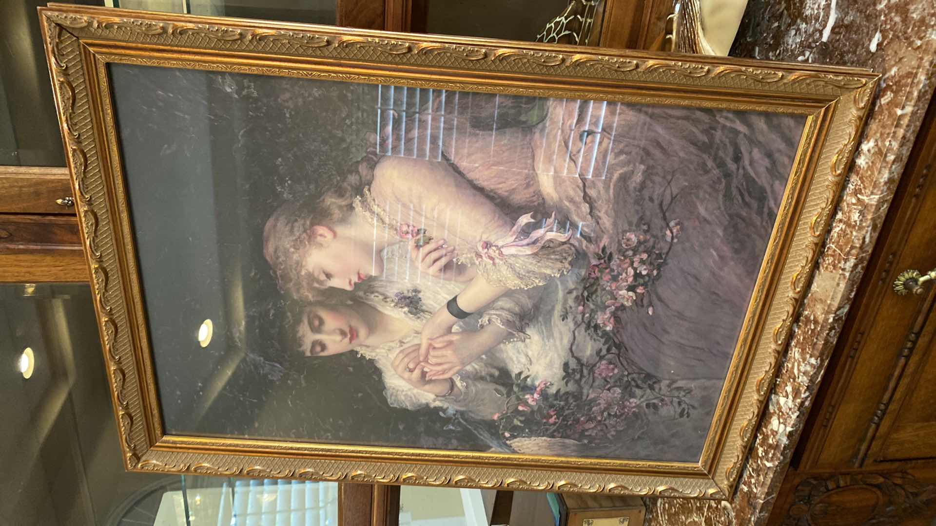 Photo 1 of COPPER FRAMED VINTAGE LADIES ARTWORK 20” X 28”
