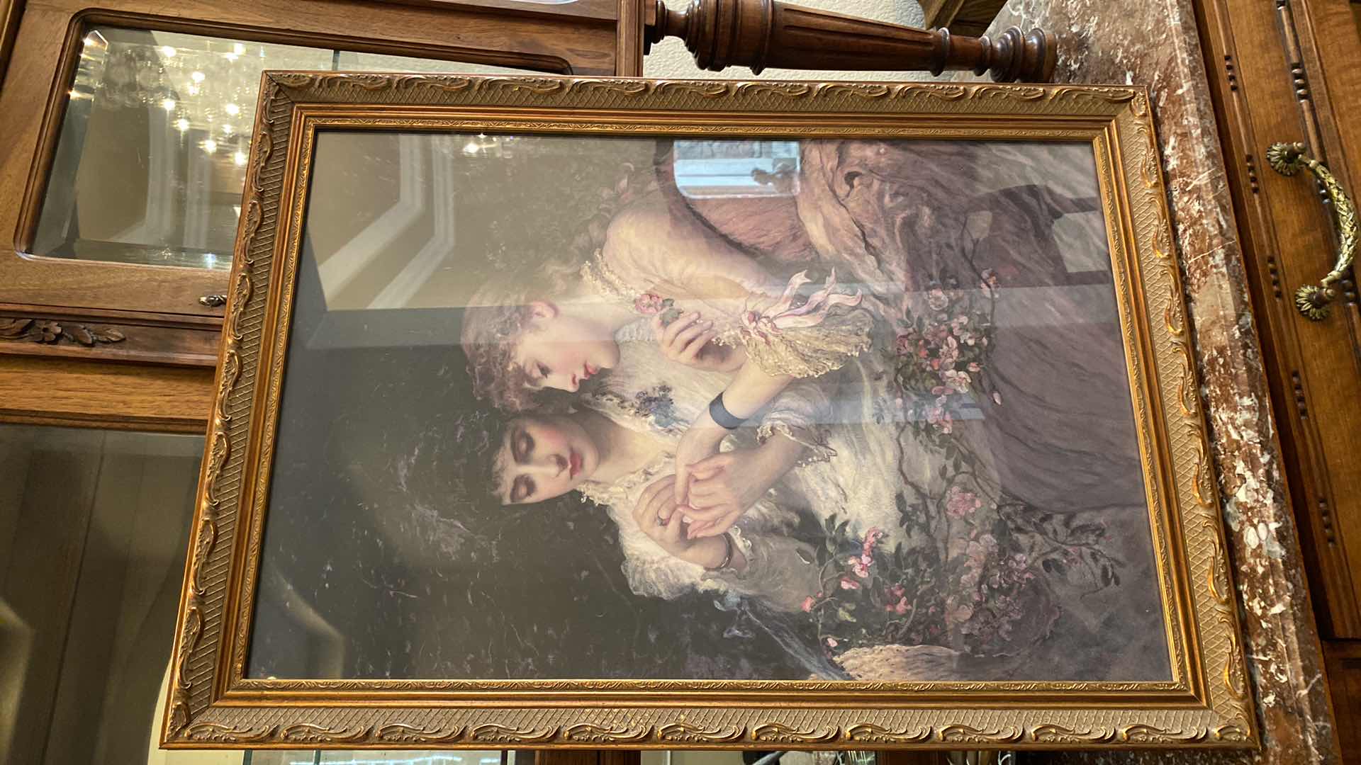 Photo 5 of COPPER FRAMED VINTAGE LADIES ARTWORK 20” X 28”