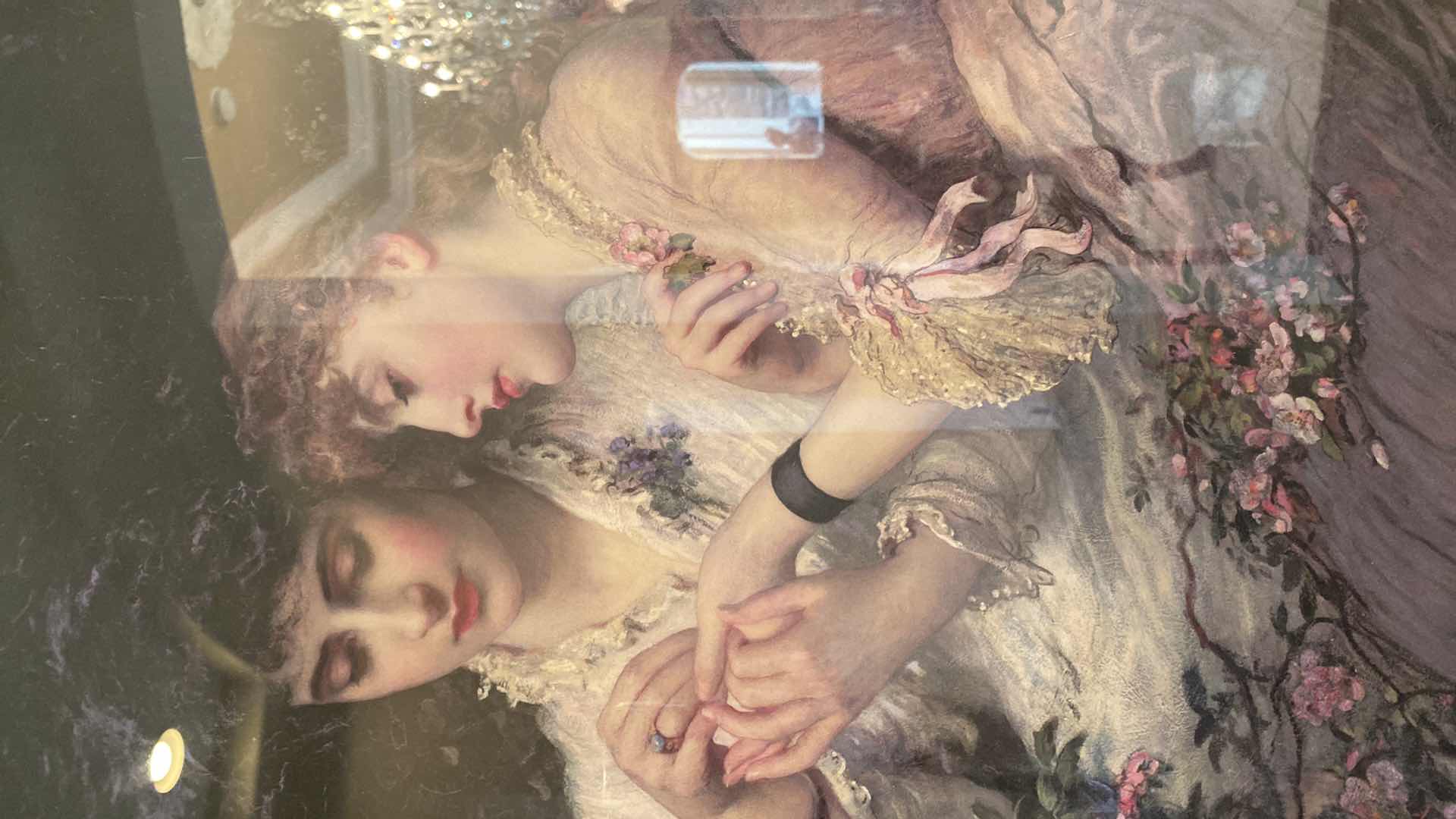 Photo 2 of COPPER FRAMED VINTAGE LADIES ARTWORK 20” X 28”