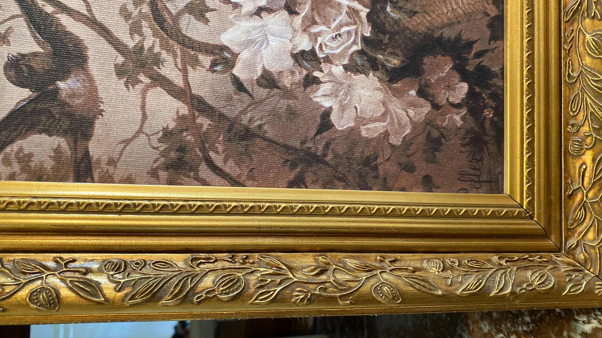 Photo 1 of GOLD FRAMED VINTAGE CHILDREN ON CANVAS 31” X 16”