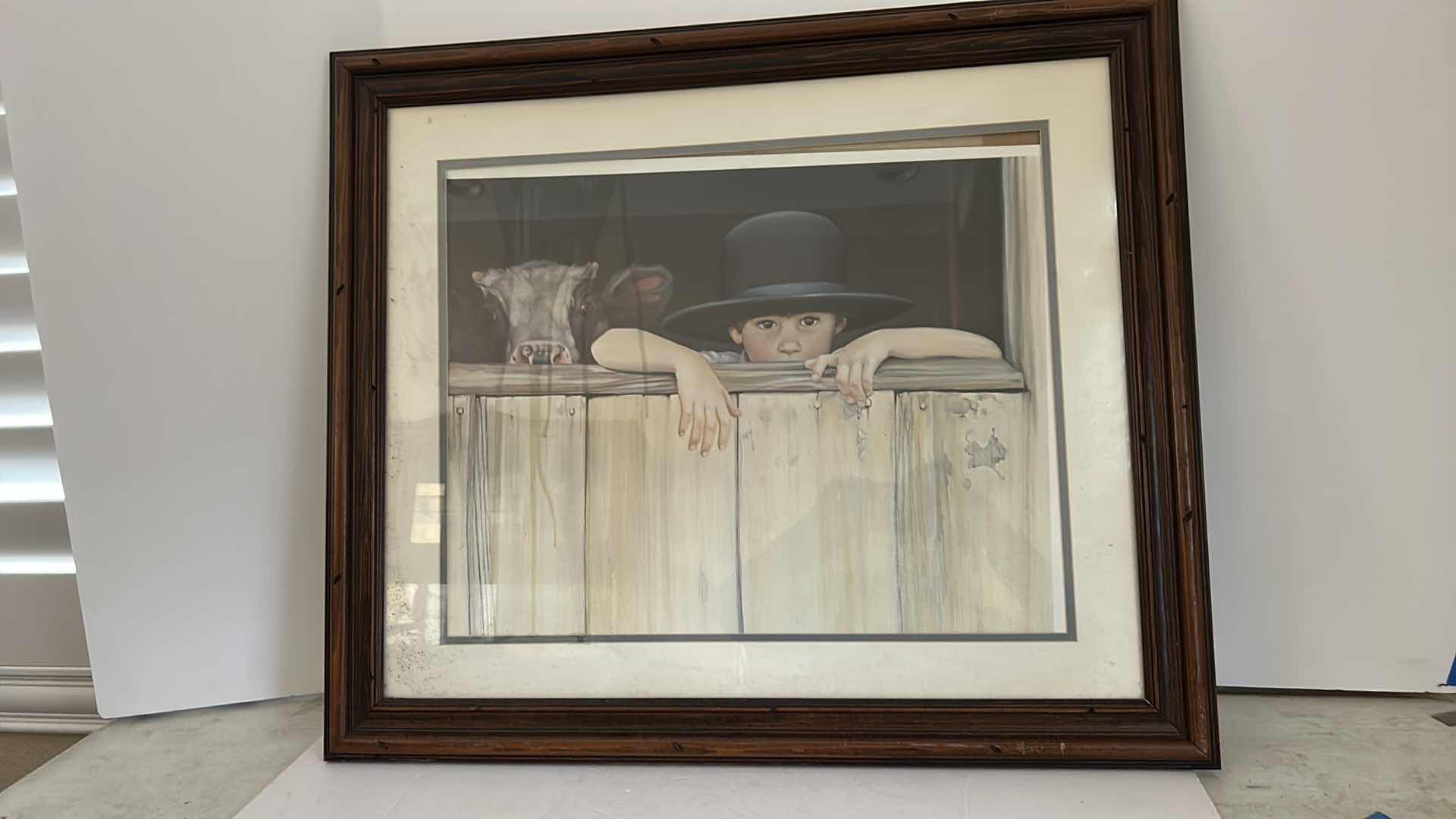 Photo 1 of VINTAGE NANCY NOEL My Cow Vintage 1988 28” x 24” WOOD FRAMED ARTWORK