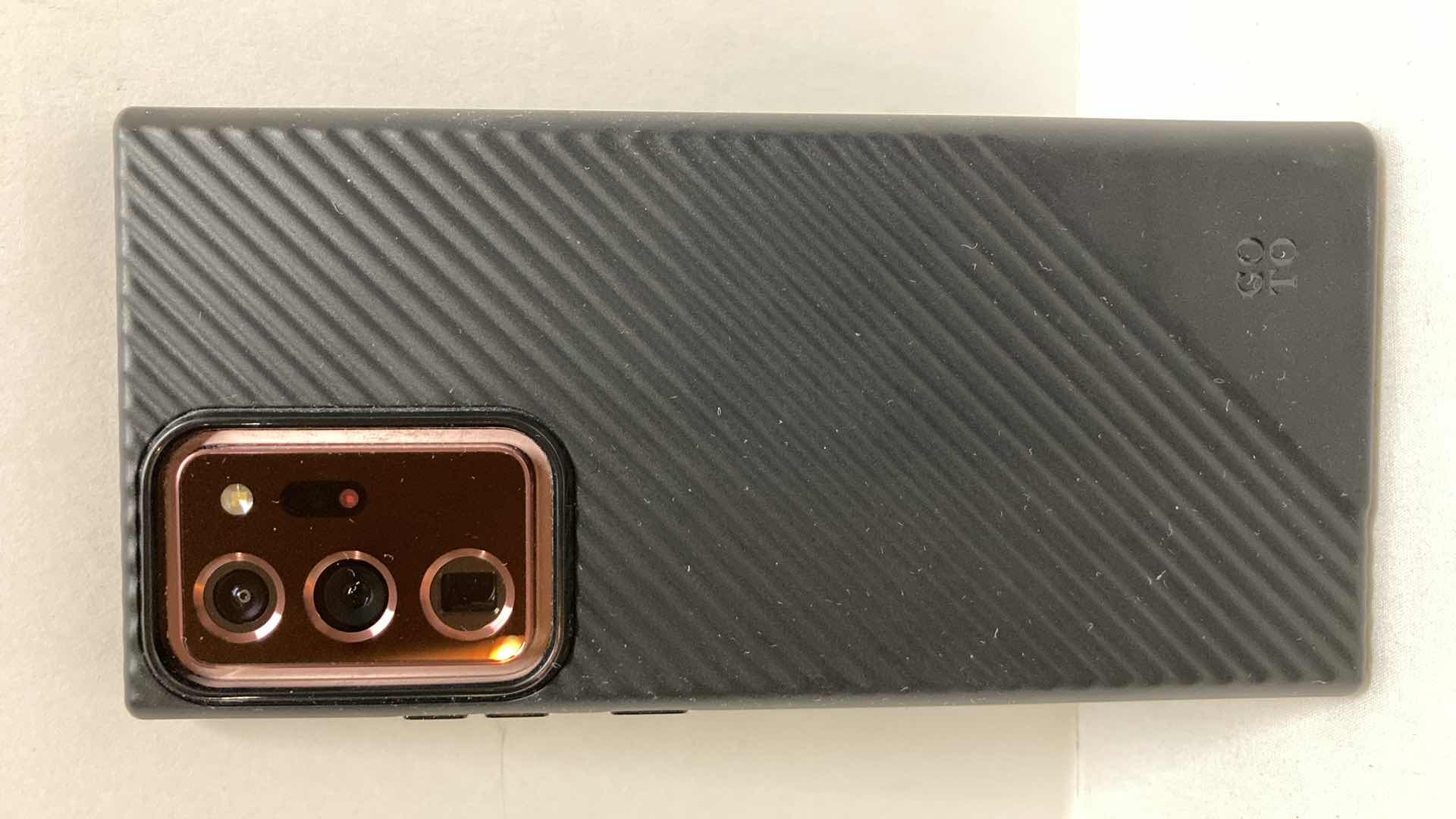 Photo 1 of GALAXY NOTE 20 ULTRA 5G MYSTIC BRONZE CELL PHONE T-MOBILE SERVICE W GOTO BLACK PHONE CASE