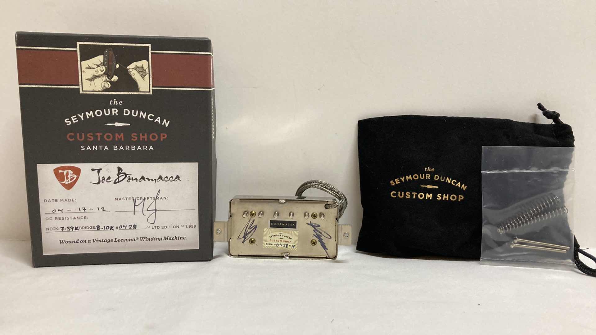 Photo 1 of SEYMOUR DUNCAN CUSTOM SHOP HUMBUCKER BONAMASSA AUTOGRAPHED BY JOE BONAMASSA W BOX & THUMB-DRIVE SERIAL # 0428