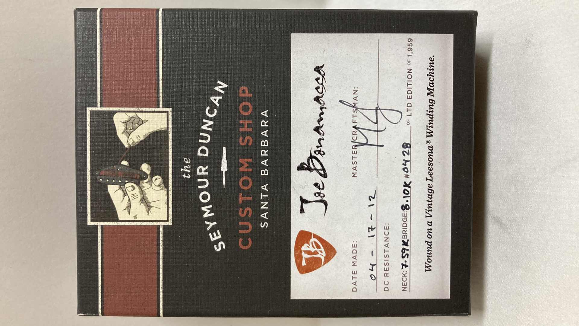 Photo 1 of SEYMOUR DUNCAN CUSTOM SHOP HUMBUCKER BONAMASSA AUTOGRAPHED BY JOE BONAMASSA W BOX & THUMB-DRIVE SERIAL # 0428