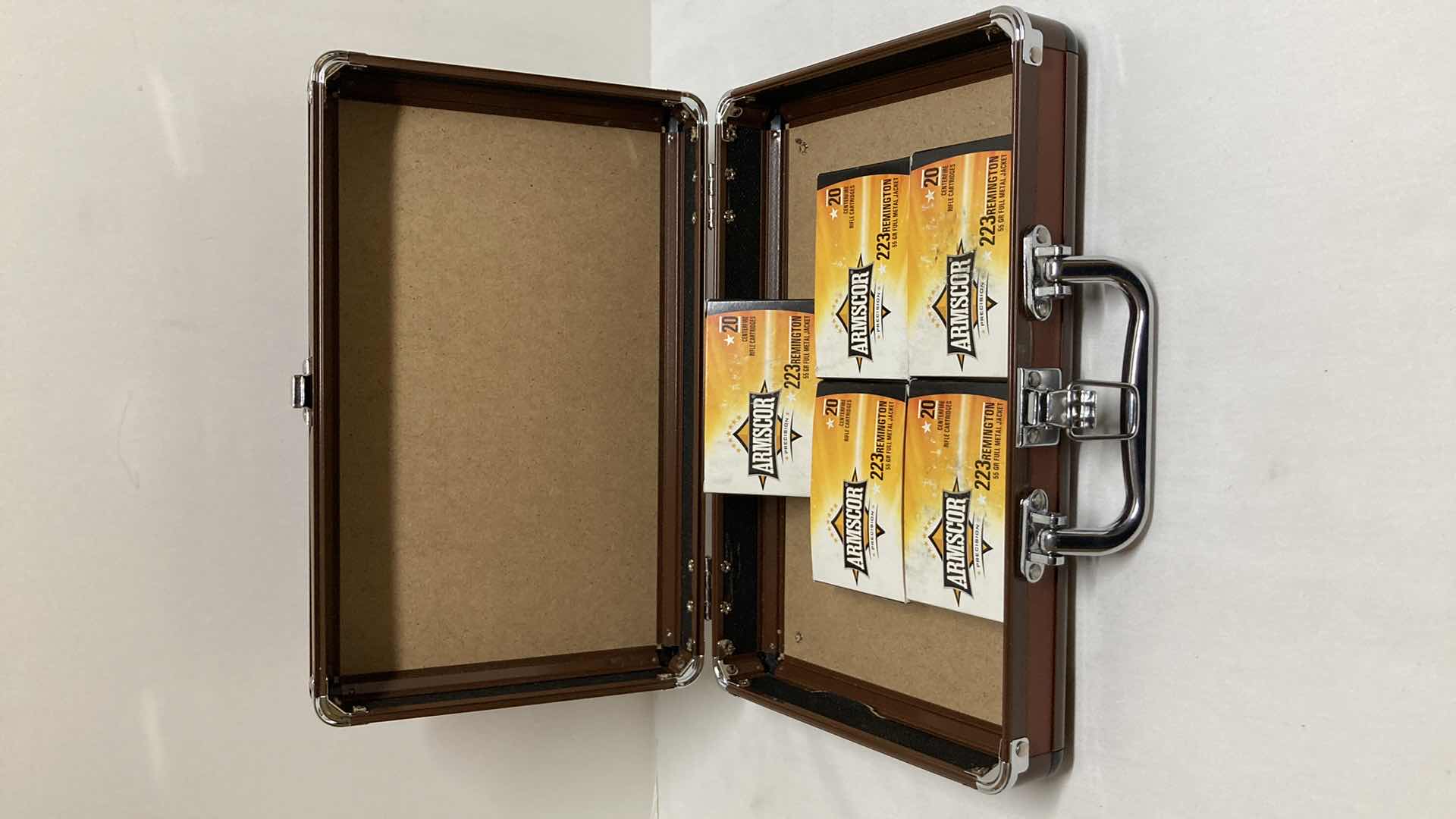 View 1 of NEW ARMSCOR .223 REM 55GR FMJ BRASS CASE AMMO (100RDS) W CASE 12” X 9” H3”
