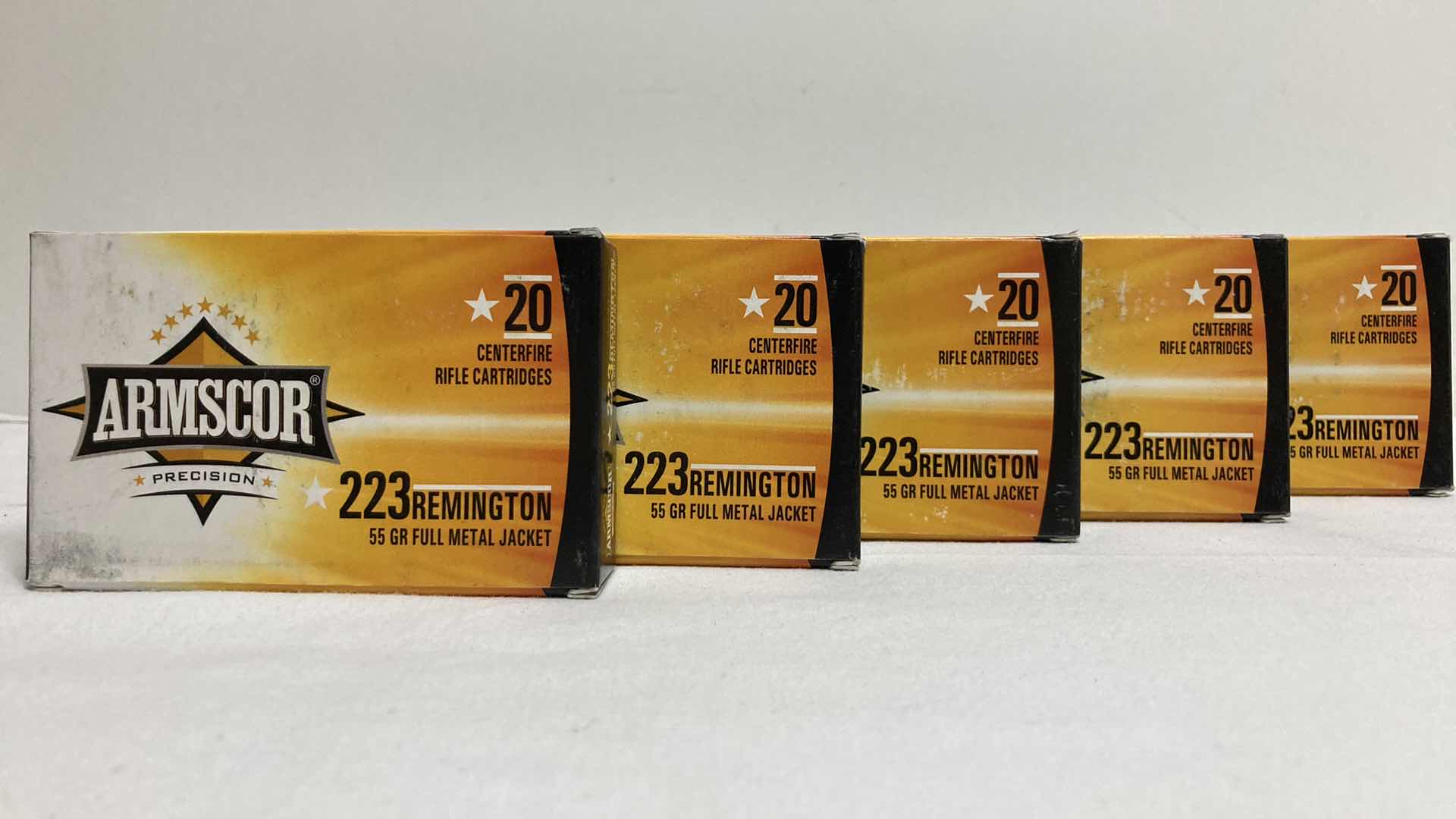 Photo 1 of NEW ARMSCOR .223 REM 55GR FMJ BRASS CASE AMMO (100RDS)