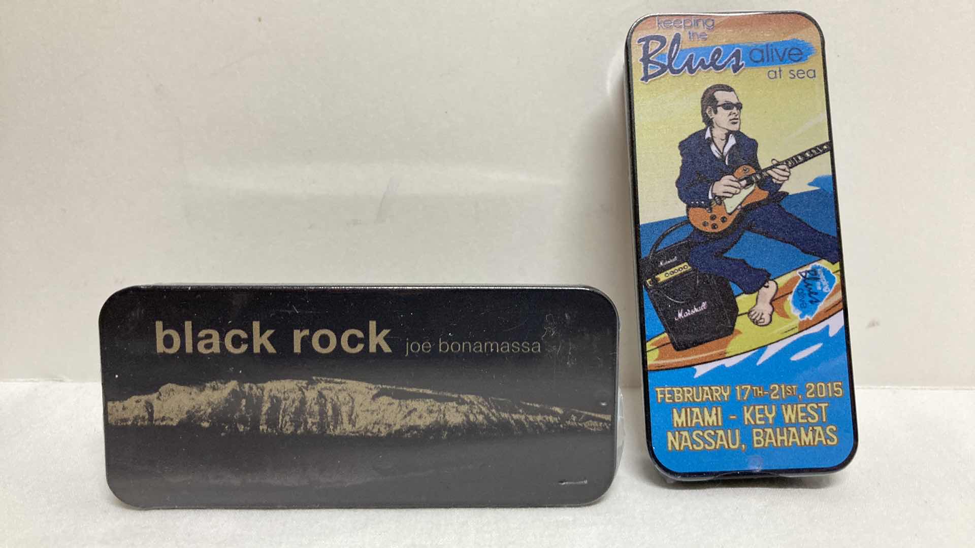 Photo 1 of NEW JOE BONAMASSA PICK TINS W PICKS (4) 1.5” X 3.5” H0.5”