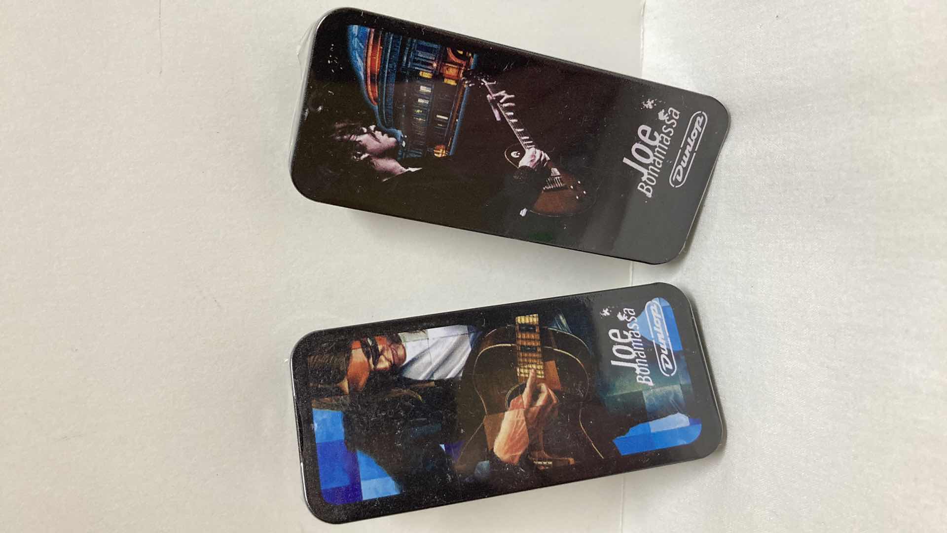 Photo 1 of NEW JOE BONAMASSA PICK TINS W PICKS (4) 1.5” X 3.5” H0.5”