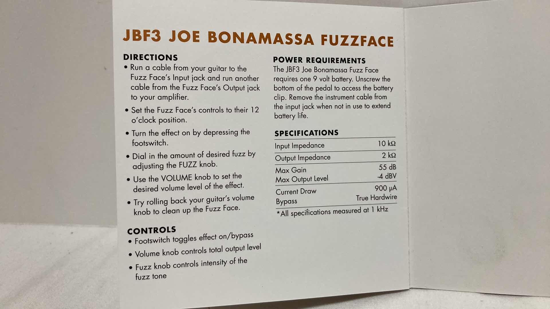 Photo 9 of DUNLOP MANUFACTURING JOE BONAMASSA FUZZFACE LIMITED RUN PEDAL MODEL JBF3 NO. 87/1000
