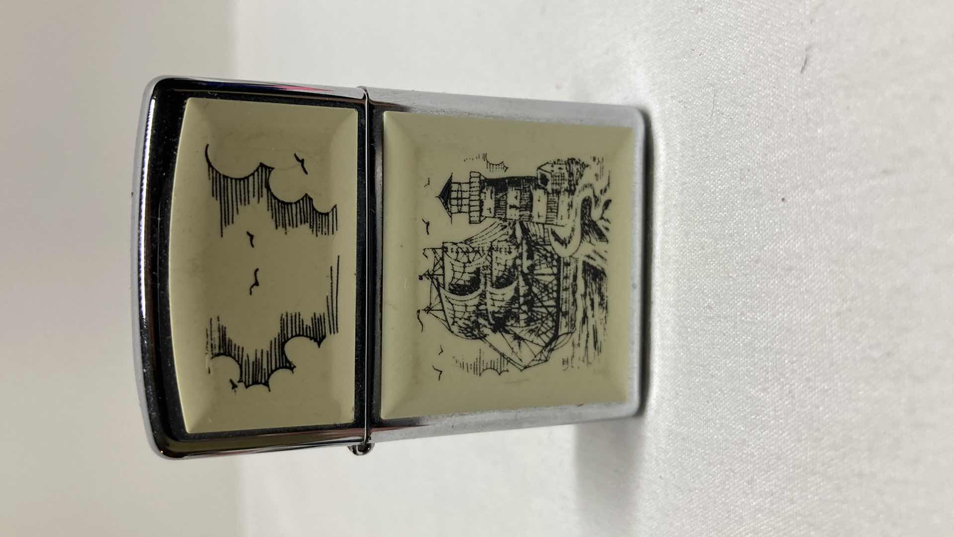 Photo 1 of VINTAGE ZIPPO SHIP SCRIMSHAW LIGHTER W CASE