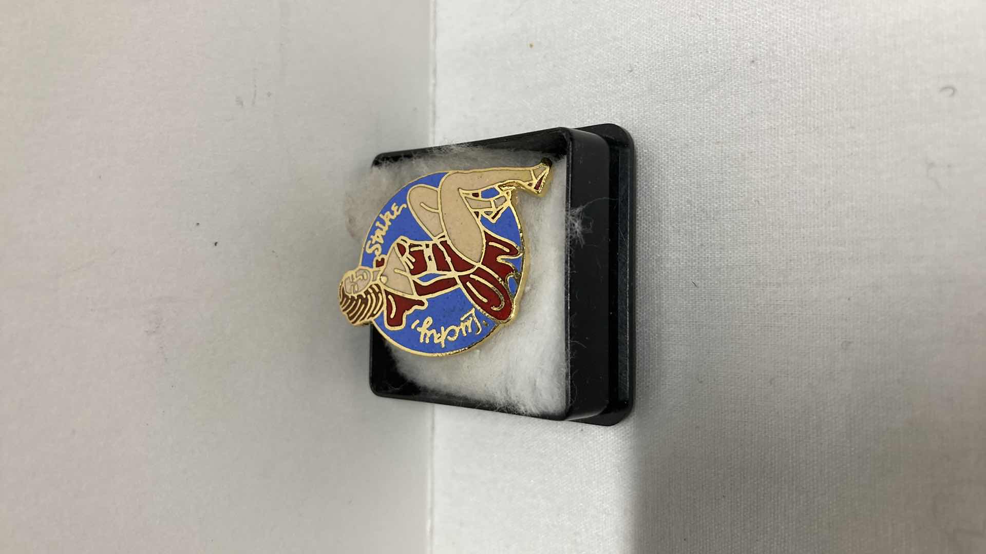 Photo 1 of VINTAGE LUCKY STRIKE GIRL PIN W CASE