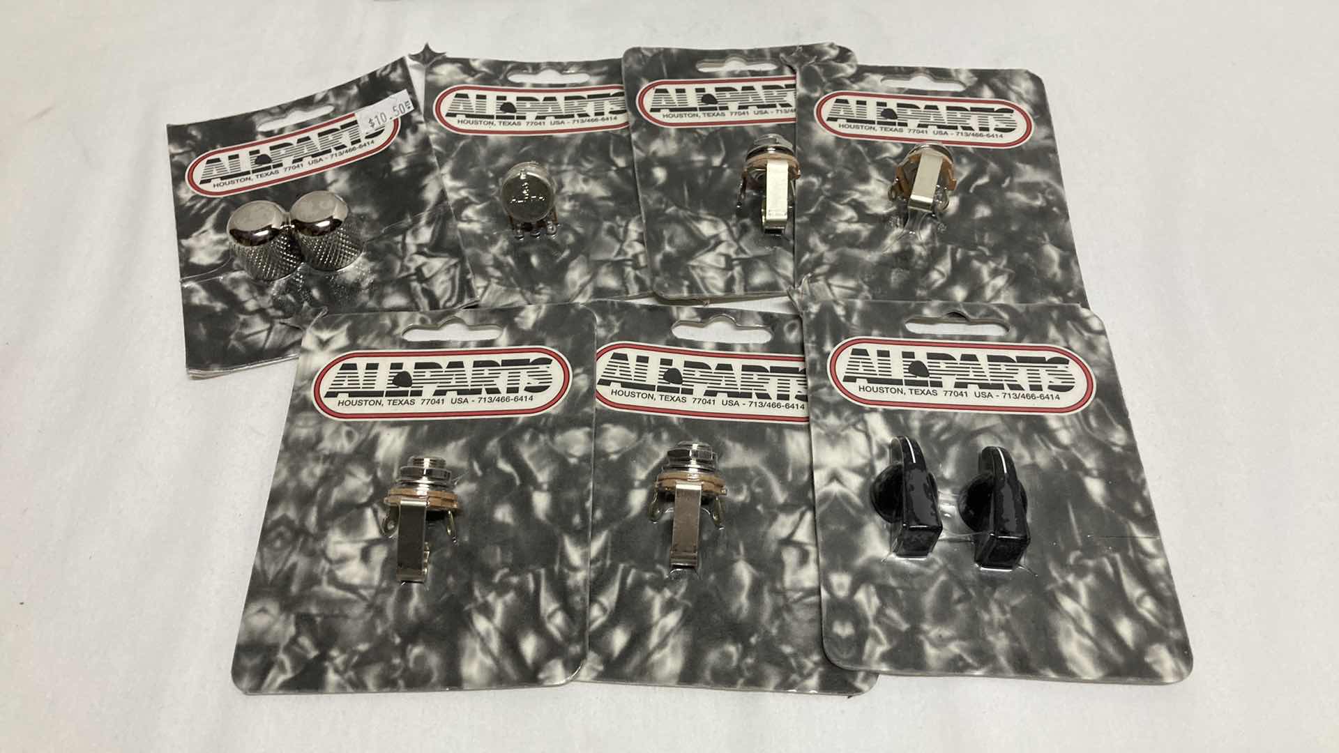 Photo 1 of NEW SCHALLER SECURITY STRAP LOCKS (2) W NEW ALL PARTS KNOBS & JACK SWITCHCRAFTS (7)