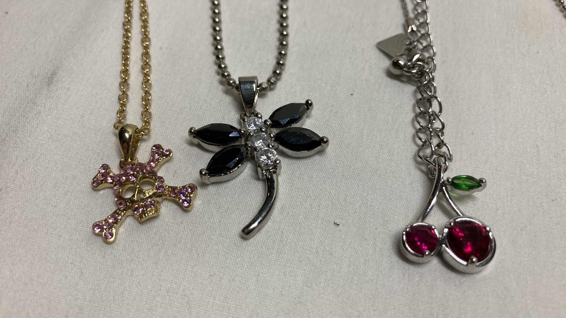 Photo 1 of COSTUME NECKLACES W JEWELED CHARMS (5)