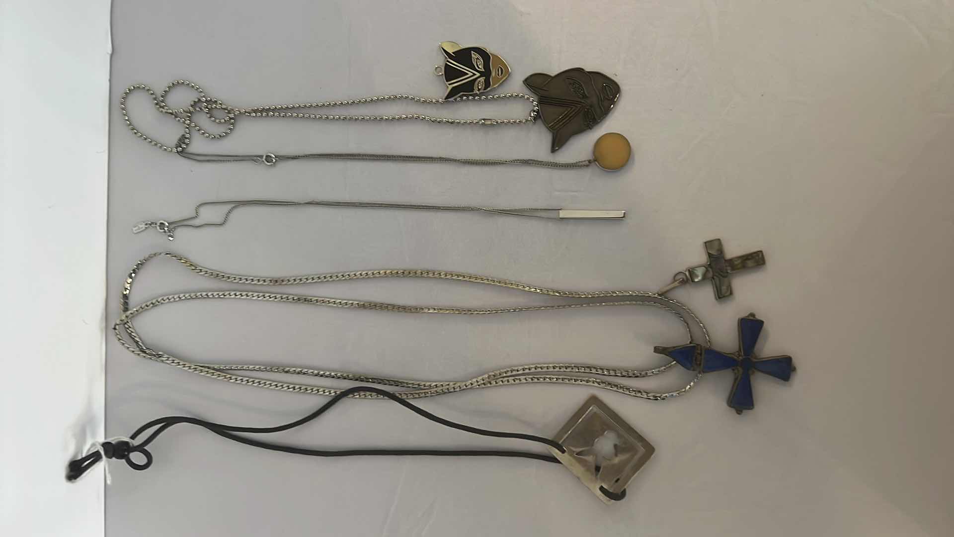 Photo 1 of 5-COSTUME JEWELRY NECKLACES & 3-NECKLACE PENDANTS (CROSSES, CATWOMEN)