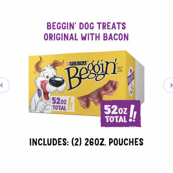 View 2 of 2-52 OZ BOXES PURINA BEGGIN’ DOG TREATS ORIGINAL BACON-RETAIL $40 EXP. 3/24