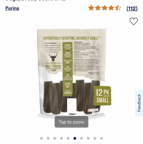 Photo 1 of 4-21 OZ BAGS PURINA PRIME BONES “SMALL” VENISON DOG TREATS-RETAIL $40  EXP. 3/24