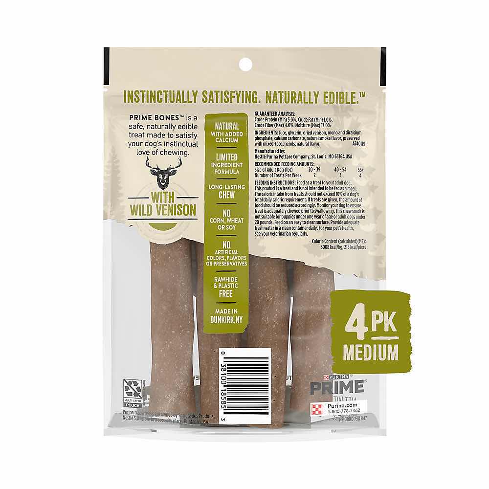 Photo 2 of 6-9.7 OZ PURINA PRIME BONES “MEDIUM” WILD VENISON DOG CHEW STICKS-RETAIL $45 EXP. 3/24