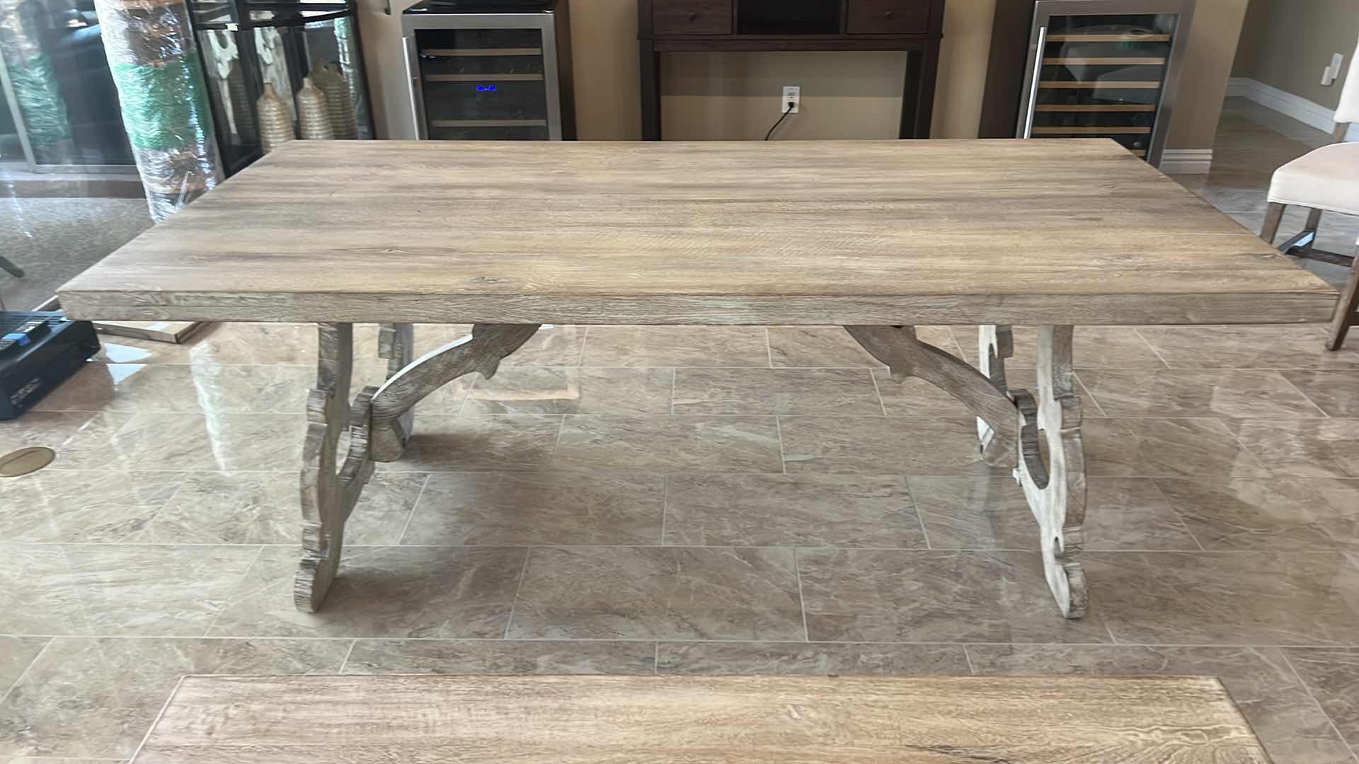 Photo 1 of WHITE WASHED SOLID RECTANGLE WOOD DINING TABLE (Chairs sold separately)